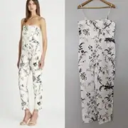 Size The Label Sz 3 White Floral Linen Jumpsuit NEW W Tags
