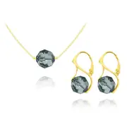 Black Diamond 24K Gold Pendant Necklace Jewellery Set