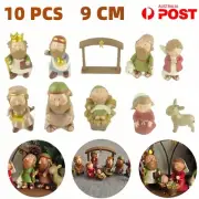 10PCS Christmas Nativity Scene Figurines Set Resin Manger Statue Ornaments Decor