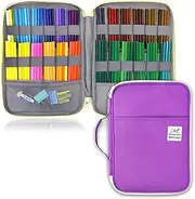 YOUSHARES 96 Slots Colored Pencil Case, Large Capacity Pencil Holder Pen Organizer Bag with Zipper for Prismacolor Watercolor Coloring Pencils, Gel Pens & Markers for Student & Artist (Purple)