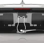 Cute Cat Car Windshield Wiper Vinyl Art Sticker Decor Lovely Animal Cat Mural Art Decal for Car Window Loptop Decoration