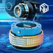 NRG Aluminum Steering Wheel Quick Release Gen 2.1 Blue Body With Neo Chrome Ring
