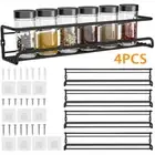 4PCS Wall Mount Spice Rack Organisers - Single Tier Spice & Herb Jar Holders