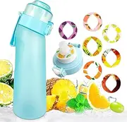 Sports Air Water Bottle, Scent Water Cup with 7 Flavour Pods, 0% Sugar Water Cup BPA Free With Straw, Sports Water Bottle Suitable for Outdoor Sports (Matte Blue-650ml)