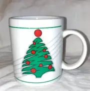 Christmas Tree design Coffee or Cocoa Mug white green CHRISTMAS