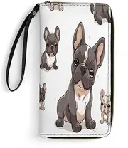[BFGWK] Large Wallet Novelty French Bulldog Printing Long Wallet With Zipper Leather Wallet Suitable For Both Men And Women, style, 19.7x10.5cm