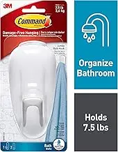 Command Bathroom Hook with Water-Resistant Strips, 1-Hook, 2-Strip