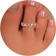 [LOVECOM] 925 Sterling Silver lotus Flower Toe Rings for Women Retro Adjustable Open Lotu Froral Hope Band Toe Ring Summer Beach Foot Birthday Jewelry Gifts for Mom Daughter