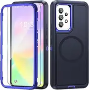 Mobile Phone Case for Samsung Galaxy A53 5G Case with Screen Protector, 360° Shockproof Robust Armour Case for Samsung A53 5G Case Cover Protective Case with Magnetic (Blue, for Samsung Galaxy A53)