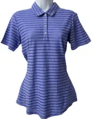 Adidas Climacool Mesh Stripe Polo M Women Shirt Top Vented Golf Tennis Blue NEW