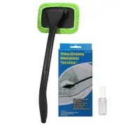 Car Cleaning Window Tool,Microfiber Window Cleaning Tool with 4 Washable and Reusable Cloth Pad Head,Extendable Handle and Spray Bottle for Auto Glass Wiper Car