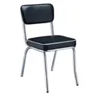 Retro Chrome Coke Dining Chair with Black Cushion - Set of 2