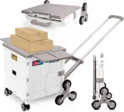 Foldable Utility Cart with Stair Climbing Wheels,Collapsible Rolling Crate with