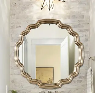 80cm 鏡子 裝飾鏡 圓鏡 壁掛鏡 美式簡約異形浴室鏡 衛生間鏡裝飾鏡 洗漱鏡子復古造型梳妝鏡壁掛 (9折)
