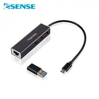 在飛比找PChome24h購物優惠-Esense Type-C轉RJ45+USB3.0 HUB