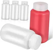Homoyoyo 5pcs Empty Plastic Clear Bottles: Refillable Storage Container with White Caps - Sample Bottles for Dispensing Chemical Liquids 250ml