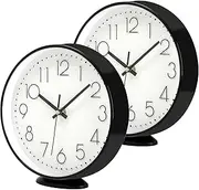 Coloch 2 Pack Table Clock on Stand, 8 Inch Vintage Silent Non-Ticking Wall Clock Decorative Battery Operated Quartz Analog Clocks for Desk, Table, Office, Study, Kitchen, Living Room, Bedroom, School