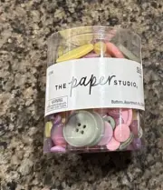 The Paper Studio PASTEL 8 oz Assorted Buttons Pink Green Purple Yellow