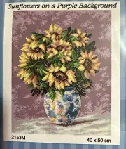 Printed needlepoint tapestry Canvas Only 40x50 Cm Sunflowers
