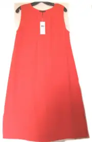 BNWT $258 EILEEN FISHER Tencel Viscose Crepe RED LORY Calf Length Dress S M