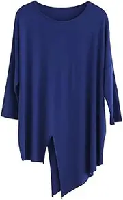 [Angcoco] Women's Slit Irregular Hem Latin Dance Top Salsa Dancing Dress Ballroom Dance Shirt