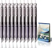 Generic Pilot Acroball ball point pen 0.5mm(Black), 10 pens set with original sticky notes