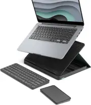 Logitech Casa Pop Up Desk Work From Home Kit with Laptop Stand, Wireless Keyb...