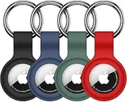 【4 Pack】 Linsaner Compatible with AirTag Case Keychain for Air Tag Holder Silicone for AirTags Key Ring Cases Tags Chain for Apple for AirTag GPS Item Finders Accessories，Multicolor