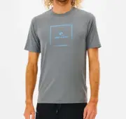 RIP CURL Men's S/S Rashguard CORP ICON - Grey Marble - Large - NWT