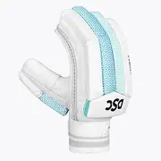 DSC Cynos 11 Batting Gloves Color: White | Size: Youth Left Hand | Material: Leather | Nylon Gusset for Ventilation | Leather Palm with Cotton Back | Toweled Wristband