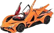 Finished Scale Model 1:24 for Apollo EVO Supercar Simulation Alloy Car Model Pull Back Sound Light All Doors Openable Vehicle Model Presents Ornaments(Orange)