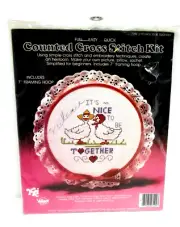 Valiant Counted Cross Stitch Hoop Frame Kit Nice to be Together Geese Friends
