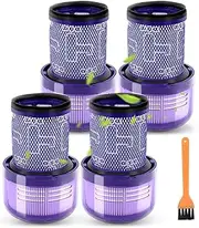 (Pack of 4) Replacement HEPA Filter Compatible with Dyson V12 Slim Absolute/Complete/Motorhead/Absolute +/Extra Vacuum Cleaner, Replace Part No. 971517-01, 4 Filters, Washable and Reusable