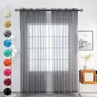 Solid Sheer Rod Pocket Curtain Voile Draperies 2 42"W x 54"L (Pack of 2) Grey
