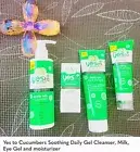 Yes To Cucumbers Soothing Gel, Milk, eye gel and moisturizer