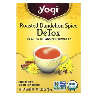 [iHerb] Yogi Tea 清體茶，烤蒲公英香辛料，無咖啡萃取，16 茶包，0.85 盎司（24 克）