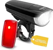 DANSI Bicycle Light Set StVZO I LED Bicycle Light 30/15 Lux with LED Rear Light Automatic Light Adjustment & Tool-Free Installation Rainproof