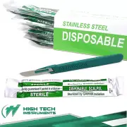 10 Pcs Disposable Sterile Surgical Scalpels #10 With Graduated Plastic Handle