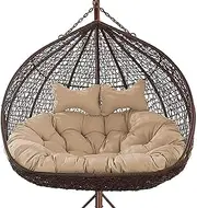 Pteng Outdoor egg chair Hanging Chair Cushion, thicken Double Removable Egg Nest Shaped Cushions, 2 Persons Seater Swing Pads For Patio Garden(Does not include chairs)