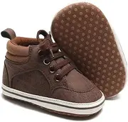 [Babelvit] Baby Boy Girl Soft Sole Canvas Sneakers Sparkle High Top Lace Up Infant Unisex Ankle Shoes Booties Toddler Newborn Prewalker First Baby Walking Crib Shoes