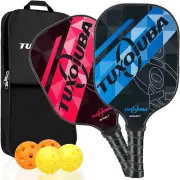 Premium Pickleball Set, 2 Graphite Paddles with Fiberglass Face, 4 Balls & Carry
