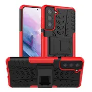 Samsung Galaxy S21+ /S21 Plus Case, Shockproof Heavy Duty Tough Kickstand Protective Rugged Case Cover (Red)