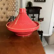 Tagine Terracotta Red Ceramic Cooking Pot Glazed Portugal Moroccan Lamb Roast