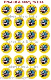 24 x TOMAS THE TANK ENGINE Edible Wafer Cupcake Toppers, Pre Cut & Ready to Use.