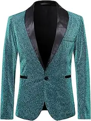 [Maiyifu-GJ] Men's Tuxedo Jackets Sequins Suit Jacket for Prom Party Dinner Slim Fit Casual 1 Button Blazer Sport Coats