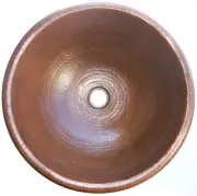 17" Round Hand-Hammered Terra Bathroom Copper Sink