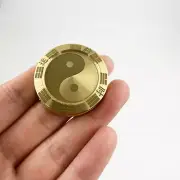 Solid Brass Fidget Slider Clicker Lucky Coin Tai Chi Haptic EDC Toy for Adult