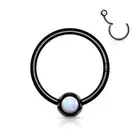 Piercing Ear Ring Ball Black Opal White