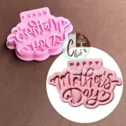Happy Mother's Day Cookie Cutter With Embosser Stamp, 2 pieces set