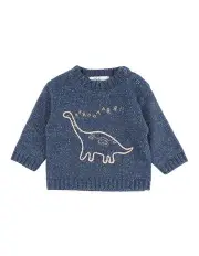 [Bebe by Minihaha] Isaac Dinosaur Knitted Jumper in Blue